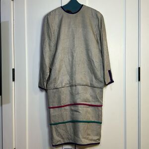 Vintage St. Gillian Silk Dropped Waist Gingham Midi Dress - 4